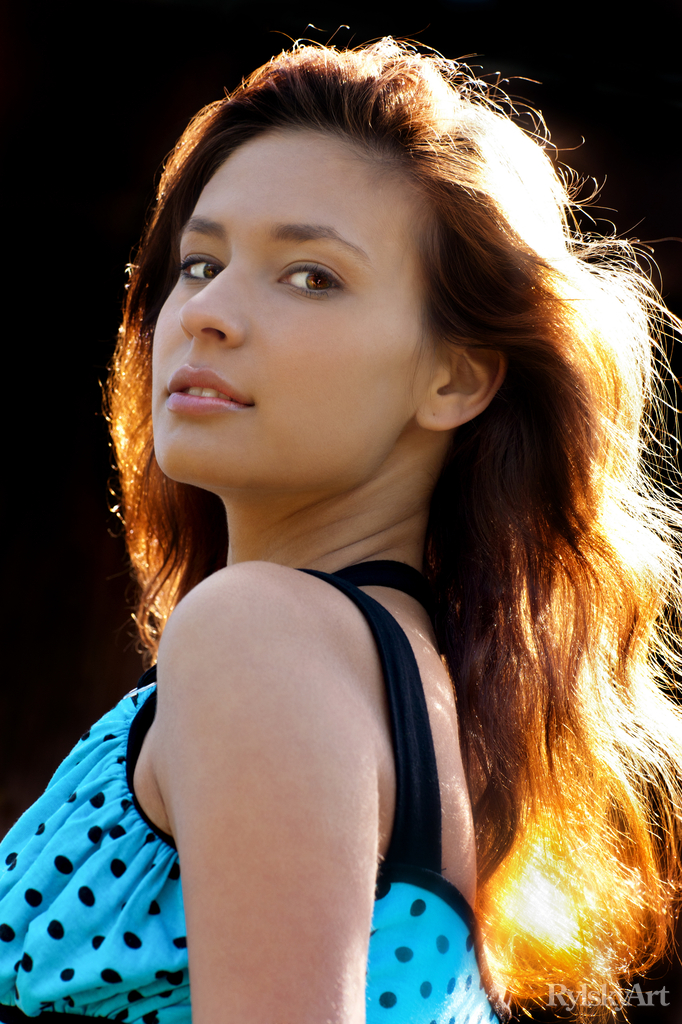 RylskyArt bottomless Shaved Bottomless Totally Shaved Brunette Michelle with Pretty Face from  RylskyArt Wearing Blue Dress - Image Gallery #242331