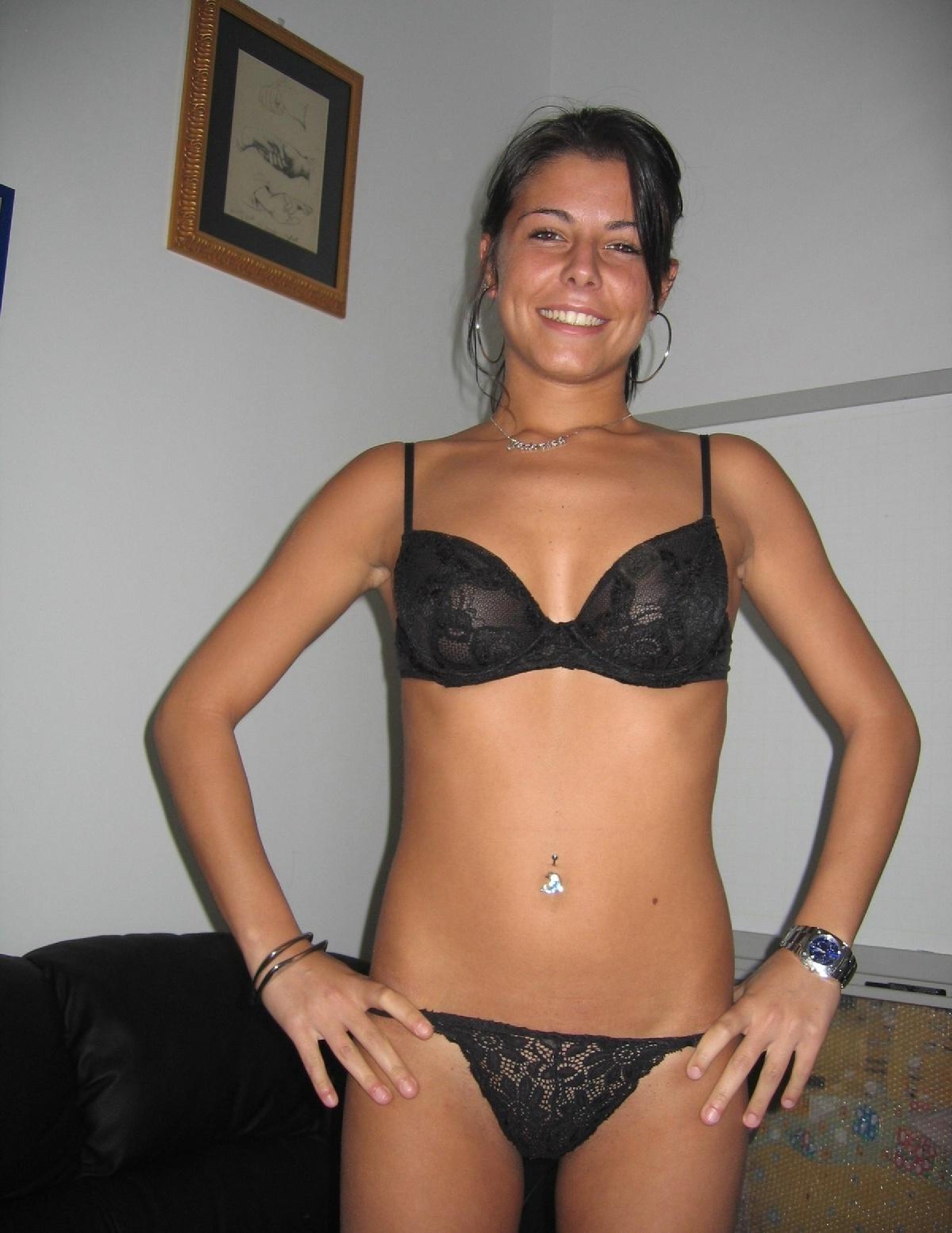 Amateur Tanned Bottomless Petite Sexy Brunette Girlfriend Anastasia with Small Tits image picture